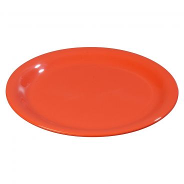 Carlisle 3300452 Sunset Orange Melamine Sierrus Narrow Rim Round Dinner Plate 24/Case - 9" Diameter