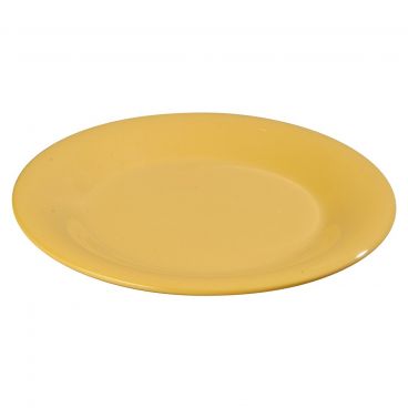 Carlisle 3301222 Honey Yellow Melamine Sierrus Wide Rim Round Dinner Plate 24/Case - 9" Diameter