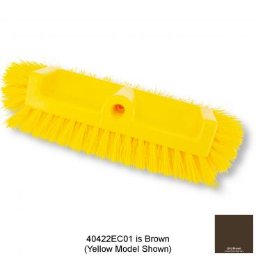 Carlisle 40422EC01 Brown 10 Inch Sparta Dual Surface Floor Scrub Brush Head With Side Bristles And 3/4-5 ACME Thread