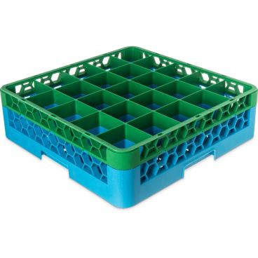 Carlisle RG25-1C413 OptiClean 25 Compartment Glass Rack, Green Color-Coded with 1 Extender