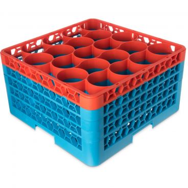 Carlisle RW20-3C412 OptiClean NeWave 20 Compartment Glass Rack, Orange Color-Coded with 4 Extenders
