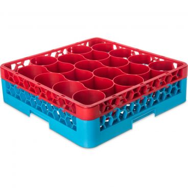 Carlisle RW20-C410 OptiClean NeWave 20 Compartment Glass Rack with 1 Red Color-Coded Extender