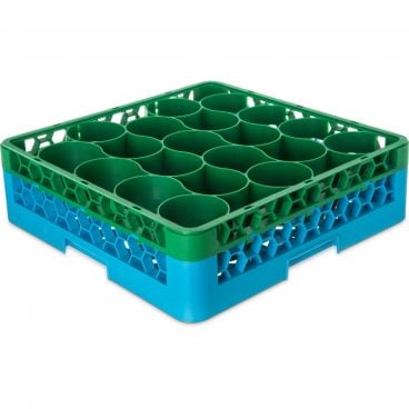 Carlisle RW20-C413 OptiClean NeWave 20 Compartment Glass Rack with 1 Green Color-Coded Extender