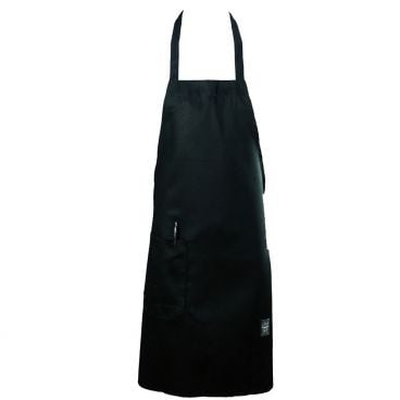 Chef Revival 601BAC-BK Black Poly-Cotton Full Length Bib Apron with Side Pocket- One Size