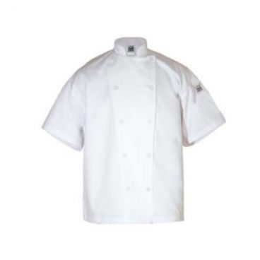 Chef Revival J005-XL XL White Poly Cotton Men's Knife & Steel Short Sleeve Chef's Jacket
