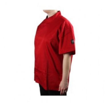 Chef Revival J020TM-2X 2XL Tomato Poly Cotton Men's Short Sleeve Crew Fresh Snap Jacket