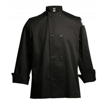 Chef Revival J061BK-M Medium Black Poly Cotton Men's Double Breasted Chef's Jacket