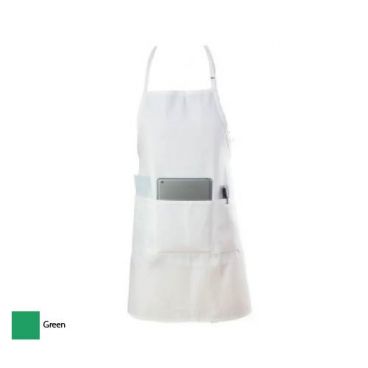 Chef Revival 601BAO-3-GN Green Poly-Cotton Gourmet Professional Full Length Bib Apron - One Size