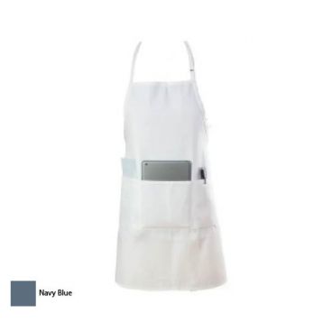 Chef Revival 601BAO-3-NV Navy Blue Poly-Cotton Gourmet Professional Full Length Bib Apron - One Size