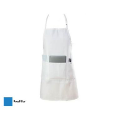 Chef Revival 601BAO-3-RB Royal Blue Poly-Cotton Gourmet Professional Full Length Bib Apron - One Size
