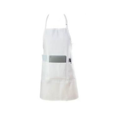 Chef Revival 601BAO-3-WH White Poly-Cotton Gourmet Professional Full Length Bib Apron - One Size
