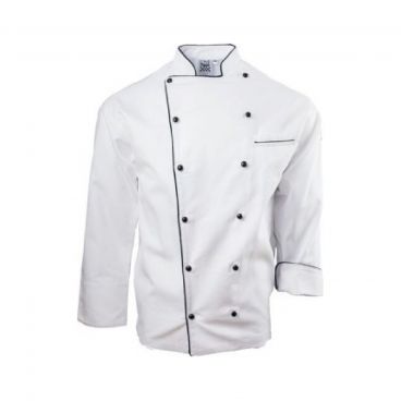 Chef Revival J030BK Chef-Tex Poly Cotton Traditional Long Sleeve Chef Jacket with Chef Logo Button Black San Jamar J030BK-5X 5X-Large 