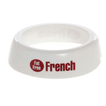 Tablecraft CM17 Imprinted White Plastic Salad Dressing Dispenser Collar with "Fat Free French" Maroon Lettering