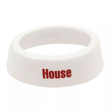 Tablecraft CM3 Imprinted White Plastic Salad Dressing Dispenser Collar with "House" Maroon Lettering