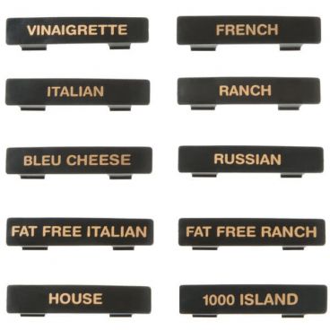 Tablecraft CN4812 Plastic Black Name Tag Set for Option Salad Dressing Dispenser