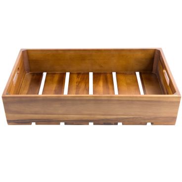 Tablecraft CRATE114 Gastronorm 20 3/4" x 12 3/4" x 4 1/4" Acacia Wood Serving and Display Crate