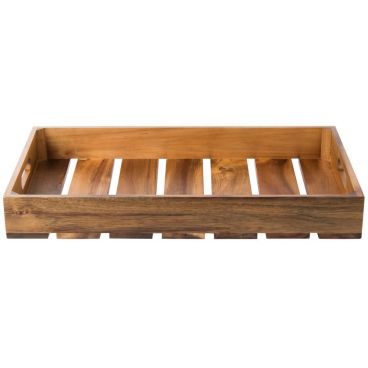 Tablecraft CRATE11 20 7/8" x 12 3/4" x 2 3/4" Gastronorm Brown Full Size Acacia Wood Serving and Display Crate