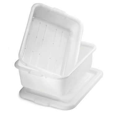 Tablecraft DBF77 White 21" x 16" x 7" High Density Polyethylene Plastic Perforated Freezer Combo Drain Box Set