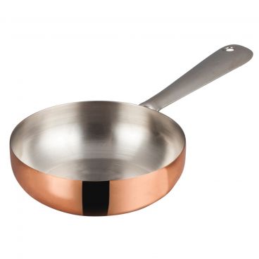Winco DCWC-201C Copper Plated Steel 5-1/2" Diameter Mini Fry Pan Serving Dish with Handle
