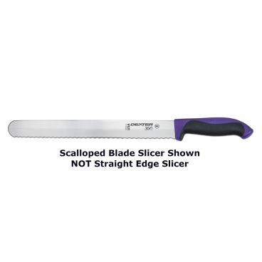 Dexter 360™ S360-12P-PCP 36010P 12” DEXSTEEL™ High Carbon Steel Straight Edge Slicing Knife with Purple Polypropylene / Santoprene Handle