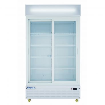 Empura ESM-36W 44.5" White Sliding Glass Door Merchandiser Refrigerator With 2 Doors, 36 Cubic Ft, 115 Volts