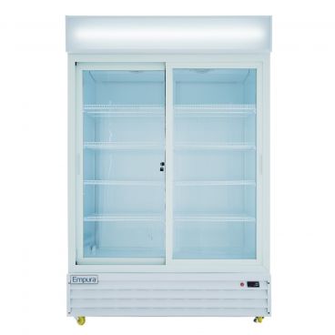 Empura ESM-50W 52.1" White Sliding Glass Door Merchandiser Refrigerator With 2 Doors, 50 Cubic Ft, 115 Volts
