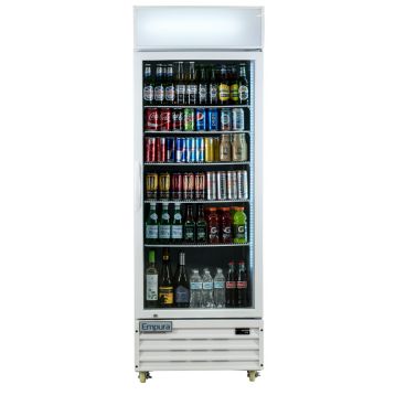 Empura EGM-23W 27.6" White Swing Glass Door Merchandiser Refrigerator With 1 Door, 23 Cubic Ft, 115 Volts