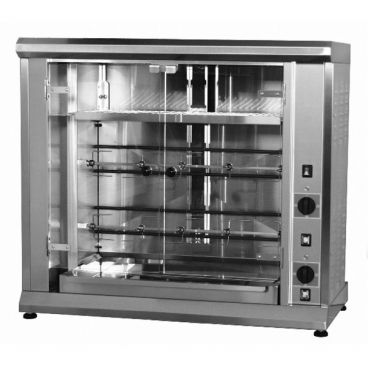 Equipex RBE-8/1 Parade 37" Wide 2-Spit 8-Bird Capacity Sodir-Roller Grill Commercial Rotisserie Roaster With Tinted Safety Glass, 208/240V 1-phase 4400 Watts