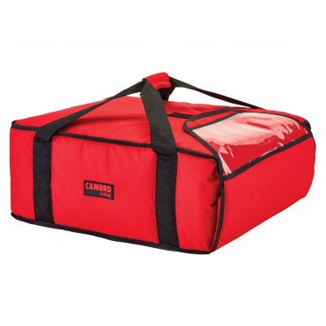 Cambro GBP318521 Red 17 1/2" Wide 7 1/2" High 600-Denier Polyester Insulated Standard GoBag Pizza Delivery Bag Holds (3) 18" Or (4) 16" Pizza Boxes