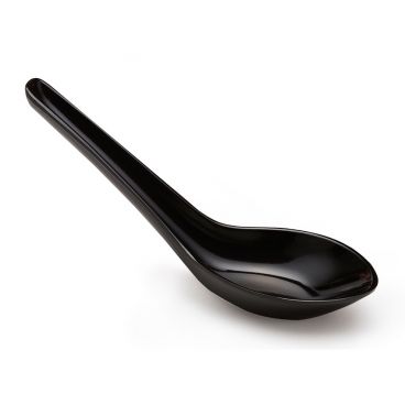 GET Enterprises M-6030-BK Black Melamine Won-Ton Soup Spoon, 0.65 Oz. Capacity - Hidden Treasures Collection