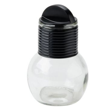 Winco GHT-10 10 oz. Glass Hottle with Black Band and Lid