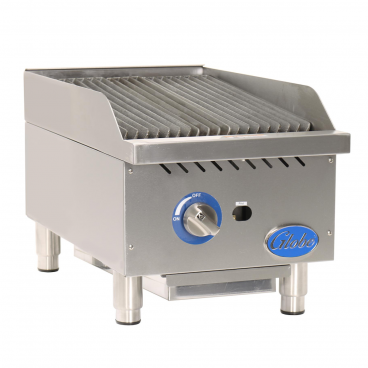 Globe GCB15G-CR 15” Wide Gas Charbroiler With Cast Iron Radiants And Adjustable Grates - 40,000 BTU