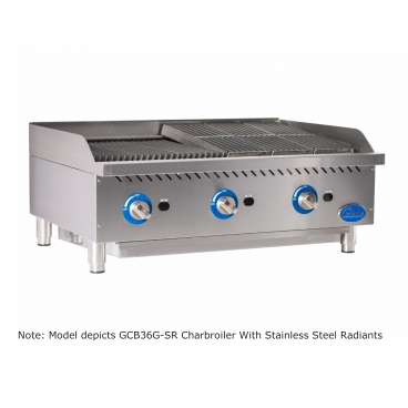 Globe GCB36G-CR 36” Wide Gas Charbroiler With Cast Iron Radiants And Adjustable Grates - 120,000 BTU