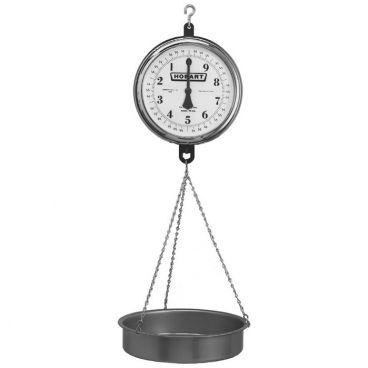 Hobart PR309-3 Dual-Face Chart 30 lb x 1 oz Hanging Dial Scale With Chrome Finished Head And 16 1/4" Diameter Removable Stainless Steel Pan
