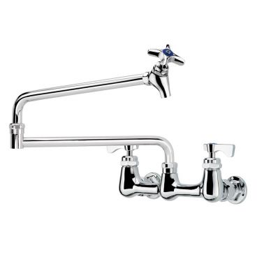 Krowne 16-253L Royal Series Wall Mount Pot Filler Faucet with 24" Double Jointed Spout, 8" Centers