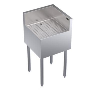 Krowne KR19-C18R Royal Series 18"L x 19"D Stainless Steel Underbar Corner Drainboard with Right Return and Built-in 1 1/4" Drain