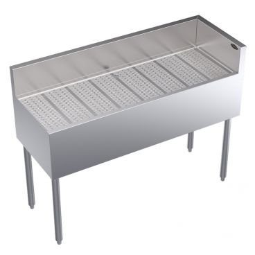 Krowne KR19-C48R Royal Series 48"L x 19"D Stainless Steel Underbar Corner Drainboard with Right Return and 1 1/4" Drain