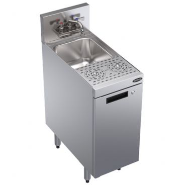 Krowne KR24-MD12-C Royal Series 12"L x 24"D Stainless Steel Underbar Speed Station With Locking Storage Cabinet, Dump Sink And Dual Speed Rinsers