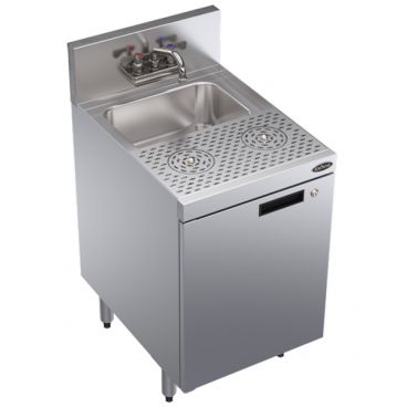 Krowne KR24-MD18-C Royal Series 18"L x 24"D Stainless Steel Underbar Speed Station With Locking Storage Cabinet, Dump Sink And Dual Speed Rinsers