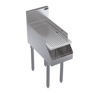 Krowne KR24-RG12 Royal Series 12"L x 24"D Stainless Steel Underbar Recessed Drainboard with Removable Second Tier Shelf