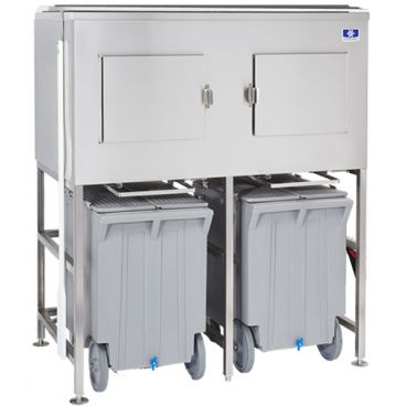 Manitowoc LBCS1360 Large Bin 60" Wide 772 lb Capacity Ice Storage and Transport System With 2 Polyethylene 207-lb Capacity Ice Carts And 6 NSF 16-lb Capacity Ice Totes