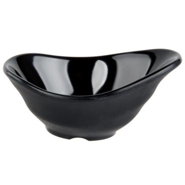 Tablecraft MB42BK 3 1/2 Ounce Frostone Collection Black Melamine Wavy Oval Serving Bowl