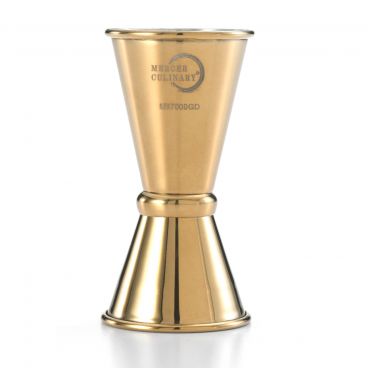 Mercer Culinary M37000GD Barfly 1/2 oz And 3/4 oz Gold Plated Finish Japanese Style Jigger With Internal Marking Lines