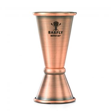 Mercer Culinary M37001ACP Barfly 20 mL and 40 mL Antique Copper-Plated Japanese Style Jigger With Internal Marking Lines