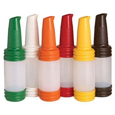 Tablecraft N32VA 32 Oz. Plastic Pourmaster with V Neck Top Assorted Set of 12