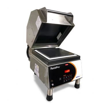 Nemco 6900-208-GG PaniniPro 14 1/2" Single High-Speed Panini Press with Grooved Top and Bottom Plates - 208V