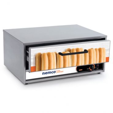 Nemco 8045N-BW-220 Moist Heat Hot Dog Bun Warmer for 8045N Series Roller Grills - Holds 32 Buns