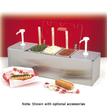 Nemco 88100-CB-1 26" Stainless Steel Condiment Bar with Two 3 Qt. Pumps and 6.1 Qt. Condiment Pan