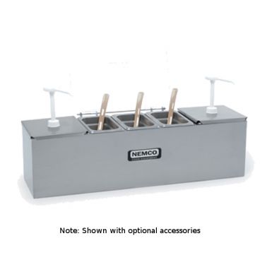 Nemco 88100-CB-2 26" Stainless Steel Condiment Bar with Two 3 Qt. Pumps and 1.1 Qt. Condiment Trays