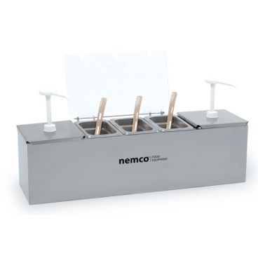 Nemco 88101-CB-1 24" Stainless Steel Condiment Bar with Two 1.5 Qt. Pumps and 1.1 Qt. Condiment Trays